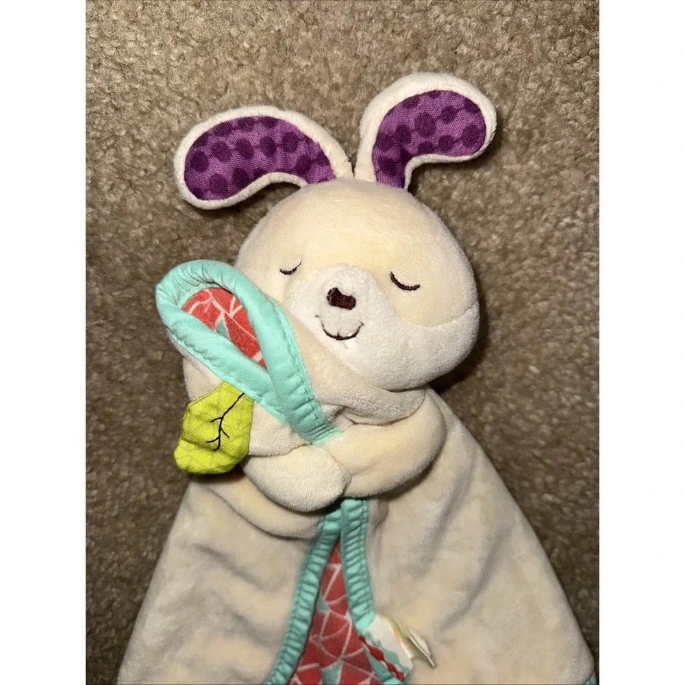 B Cuddly Bunny Baby Blanket Plush Sleepy Rabbit Security Lovey Crinkle Leaf‎
